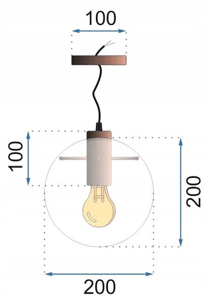 Lassi 20cm steklena viseča stropna svetilka APP306-1CP Black