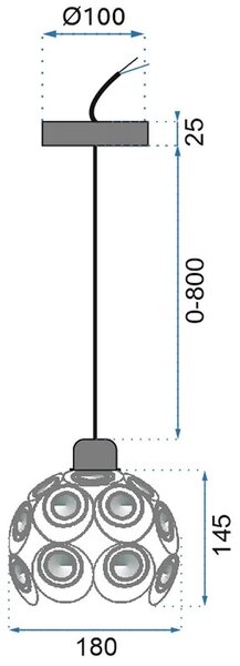 Stropna kristalna viseča svetilka APP206-1C črna
