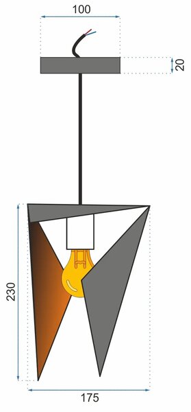 GEOMETRIJSKA TRIKOTNA STROPNA SVETILKA APP253-1CP ČRNA