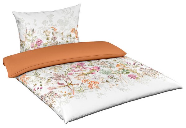 POSTELJNINA BED ART 140/200 cm mako saten krem barve, roza, bela, temno oranžna, pastelno zelena