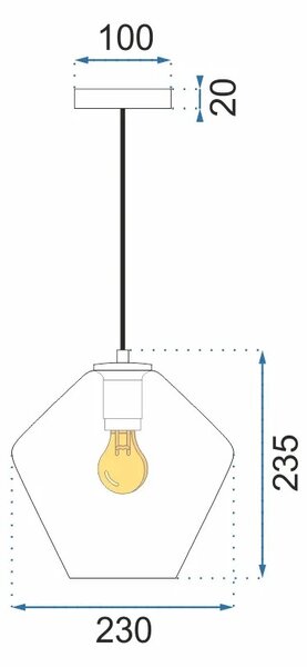 Steklena stropna svetilka APP440-1CP Transparent