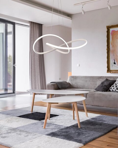Obroč obesek stropna svetilka moderna LED + daljinski upravljalnik APP396-CP bela