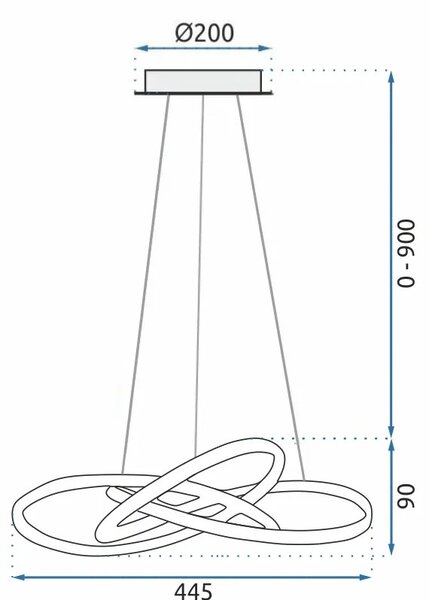 Ring Moderna LED viseča stropna svetilka + daljinski upravljalnik APP392-CP Bela