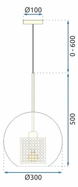 Steklena obesna svetilka APP556-1CP 30cm GOLD