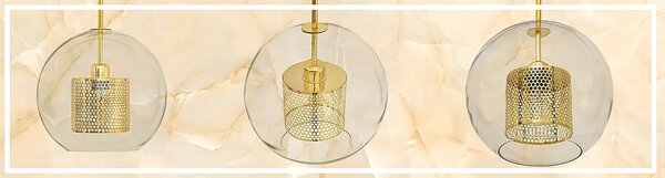Steklena obesna svetilka APP556-1CP 30cm GOLD