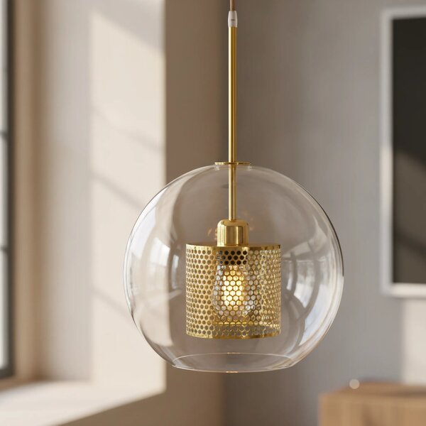 Steklena obesna svetilka APP555-1CP 25 cm GOLD