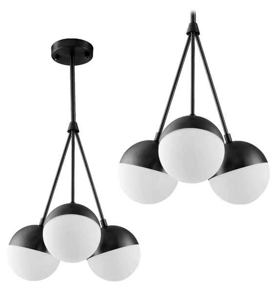Steklena krogla viseča svetilka Milky APP687-3CP Black