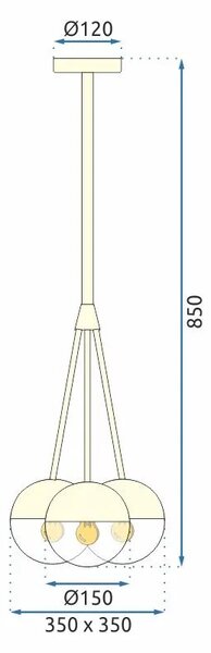 Steklena krogla viseča svetilka Milky APP687-3CP Black