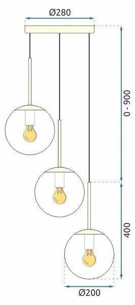 Steklena krogla obesek svetilka Milky APP656-3CPR Gold