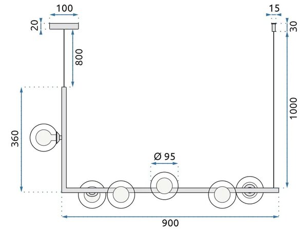 Steklene krogle obesek svetilka APP690-6CP zlato