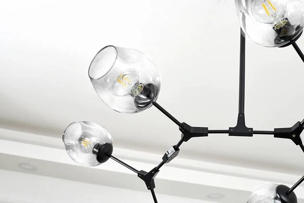 Obesek svetilka APP505-7C 7 Arms Glass Spheres Black