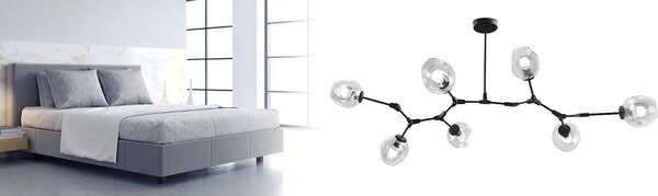 Obesek svetilka APP505-7C 7 Arms Glass Spheres Black
