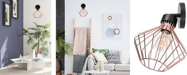 Loft kovinska stenska svetilka APP534-1W Pink Gold