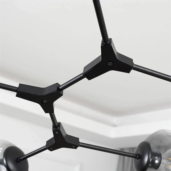 Obesek svetilka APP505-7C 7 Arms Glass Spheres Black