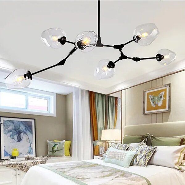 Obesek svetilka APP505-7C 7 Arms Glass Spheres Black