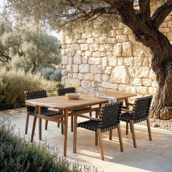 Bessagi Garden Vrtna Miza Nicola, Barva Tikovine, 160-200x90