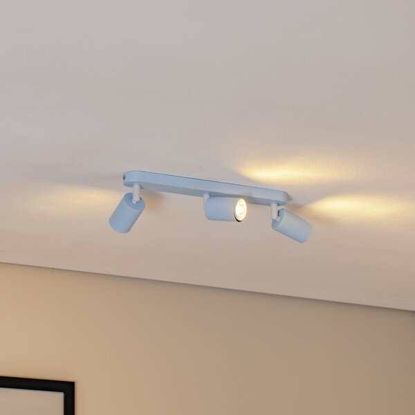 TK Lighting Stropna svetilka Livia, svetlo modra, 52 cm, 3-krilna, kovina, GU10, zatemnjen, Modra, Otroška soba, Kovina