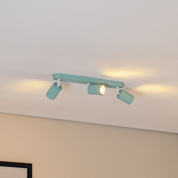 TK Lighting Stropna svetilka Livia, mint zelena, 52 cm, 3-krilna, kovina, GU10, zatemnjen, Zelena, Otroška soba, Kovina