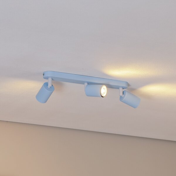 TK Lighting Stropna svetilka Livia, svetlo modra, 52 cm, 3-krilna, kovina, GU10, zatemnjen, Modra, Otroška soba, Kovina