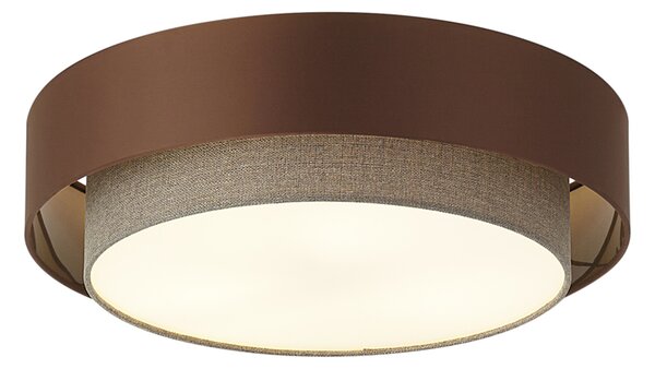 Sodobna stropna svetilka temno bronasta s taupe 50cm 3-luči - Drum Duo