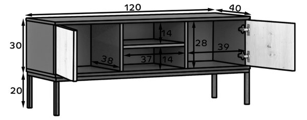 TV omarica LANZZI 120x40 cm, črna