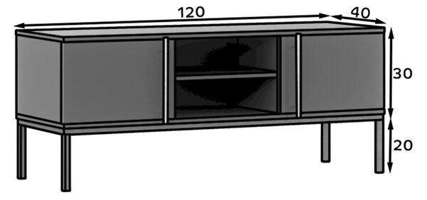 TV omarica LANZZI 120x40 cm, črna