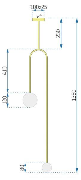 Stropna viseča svetilka Steklene krogle APP964-2CP Gold