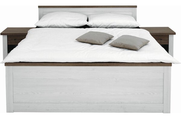 POSTELJNA GARNITURA 180 cm x 200 cm , leseni material bela, barva hrasta tartuf