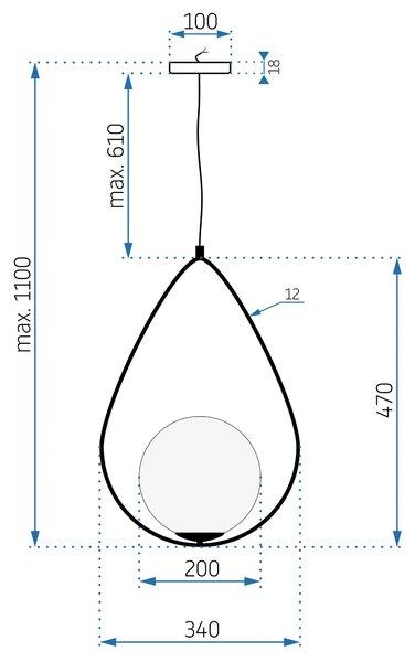 Moderna stropna svetilka Loft APP938-1CP Črna