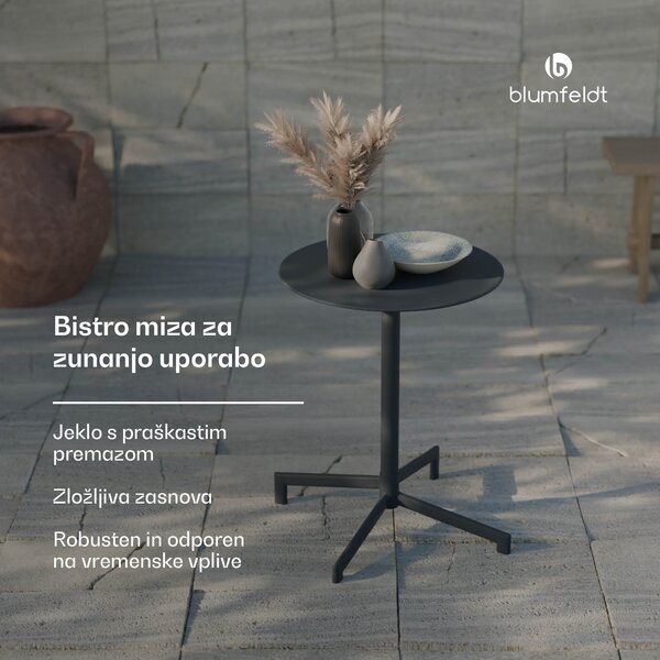 Blumfeldt UrbanEdge bistro miza, barska miza, 60 cm, zložljiva, prašno lakirana, odporna na vremenske vplive