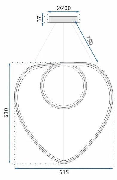 Loop LED viseča stropna svetilka + daljinski upravljalnik APP798-cp Chrome