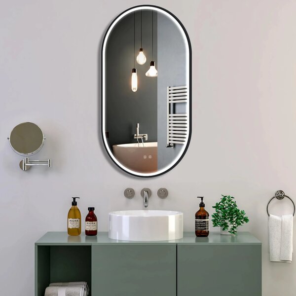 Ogledalo LED OVL 50x100cm Black