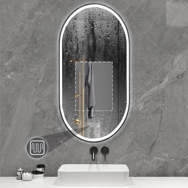 Ogledalo LED OVL 50x100cm Black