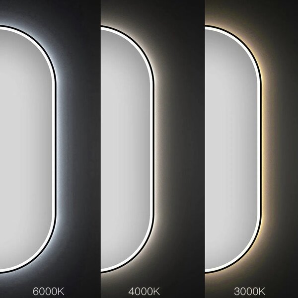 Ogledalo LED OVL 50x100cm Black