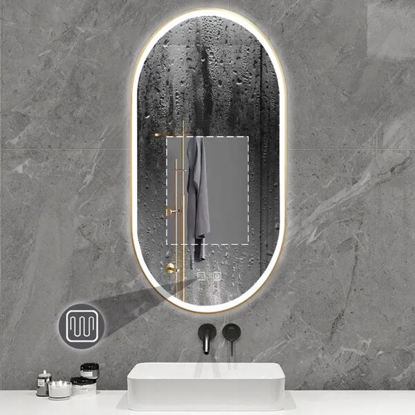 Ogledalo LED OVL 50x100cm Brush Gold