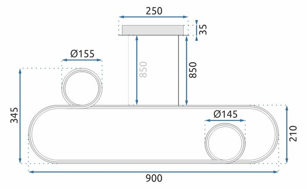 LED viseča stropna svetilka APP810-CP Chrome + daljinski upravljalnik