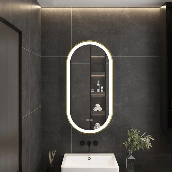 Ogledalo LED OVL 50x100cm Brush Gold