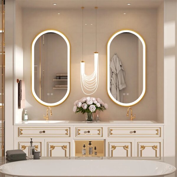 Ogledalo LED OVL 50x100cm Brush Gold