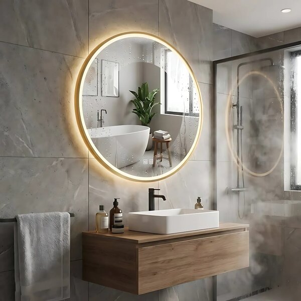 Stensko ogledalo LED 50cm MMJ BRUSH GOLD