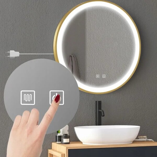 Stensko ogledalo LED 50cm MMJ BRUSH GOLD
