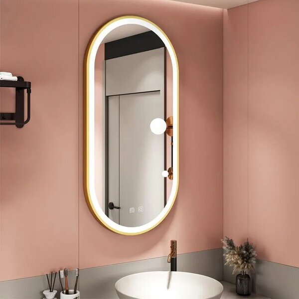 Ogledalo LED OVL 50x100cm Brush Gold