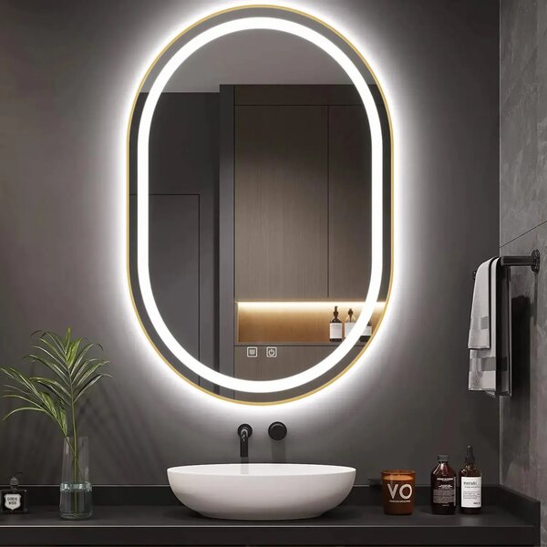 Ogledalo LED OLL 60x90 cm Brush Gold