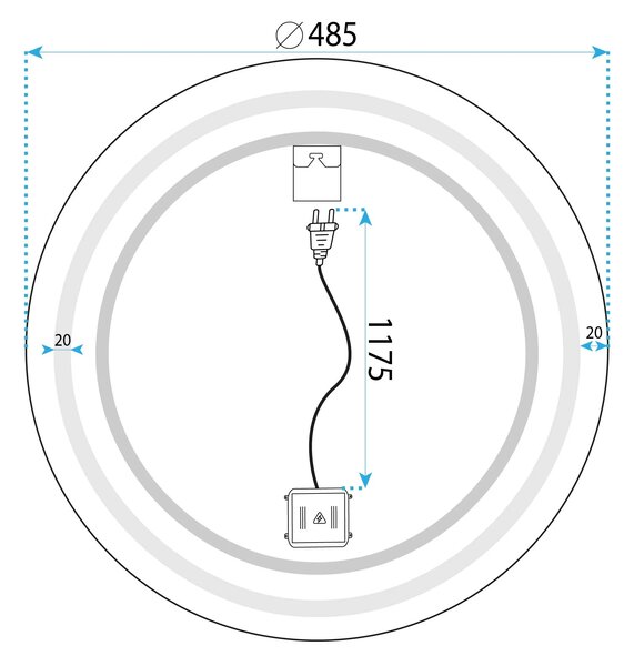 Stensko ogledalo LED 50cm BAS
