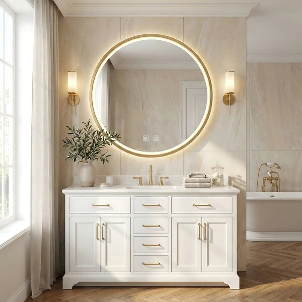Stensko ogledalo LED 50cm MMJ BRUSH GOLD