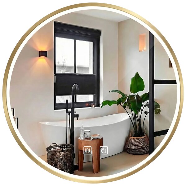 Stensko ogledalo LED 50cm MMJ BRUSH GOLD