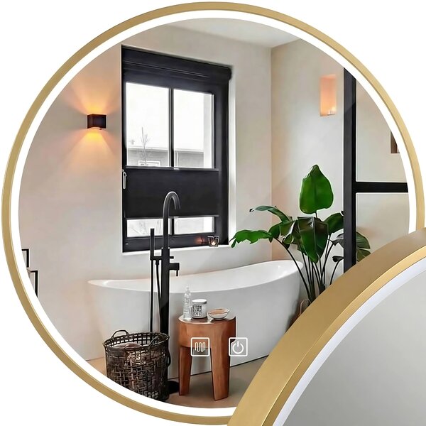 Stensko ogledalo LED 50cm MMJ BRUSH GOLD