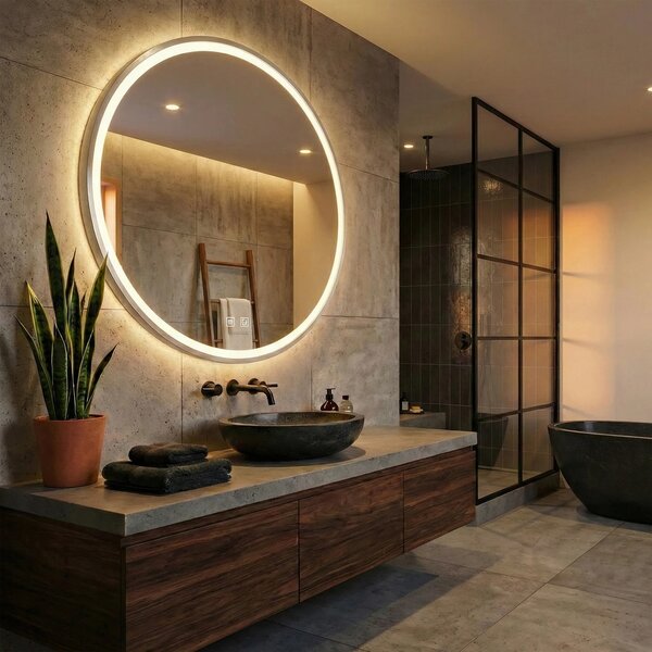 Stensko ogledalo LED 50cm MMJ BRUSH SILVER