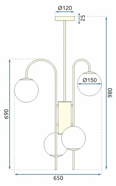 Obesna svetilka APP1003-6CP Zlata