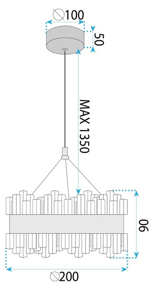 Viseča Kristalna Svetilka LED LHJ099-CP GOLD