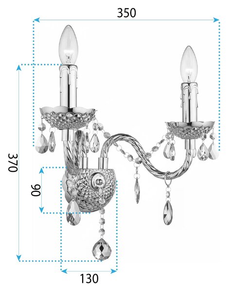Stenska svetilka EBT017-2W Transparent